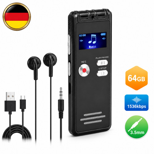 Digitaler diktiergerät 64gb - digitaler,