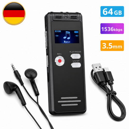 Diktiergeraet digital 64gb - digital,